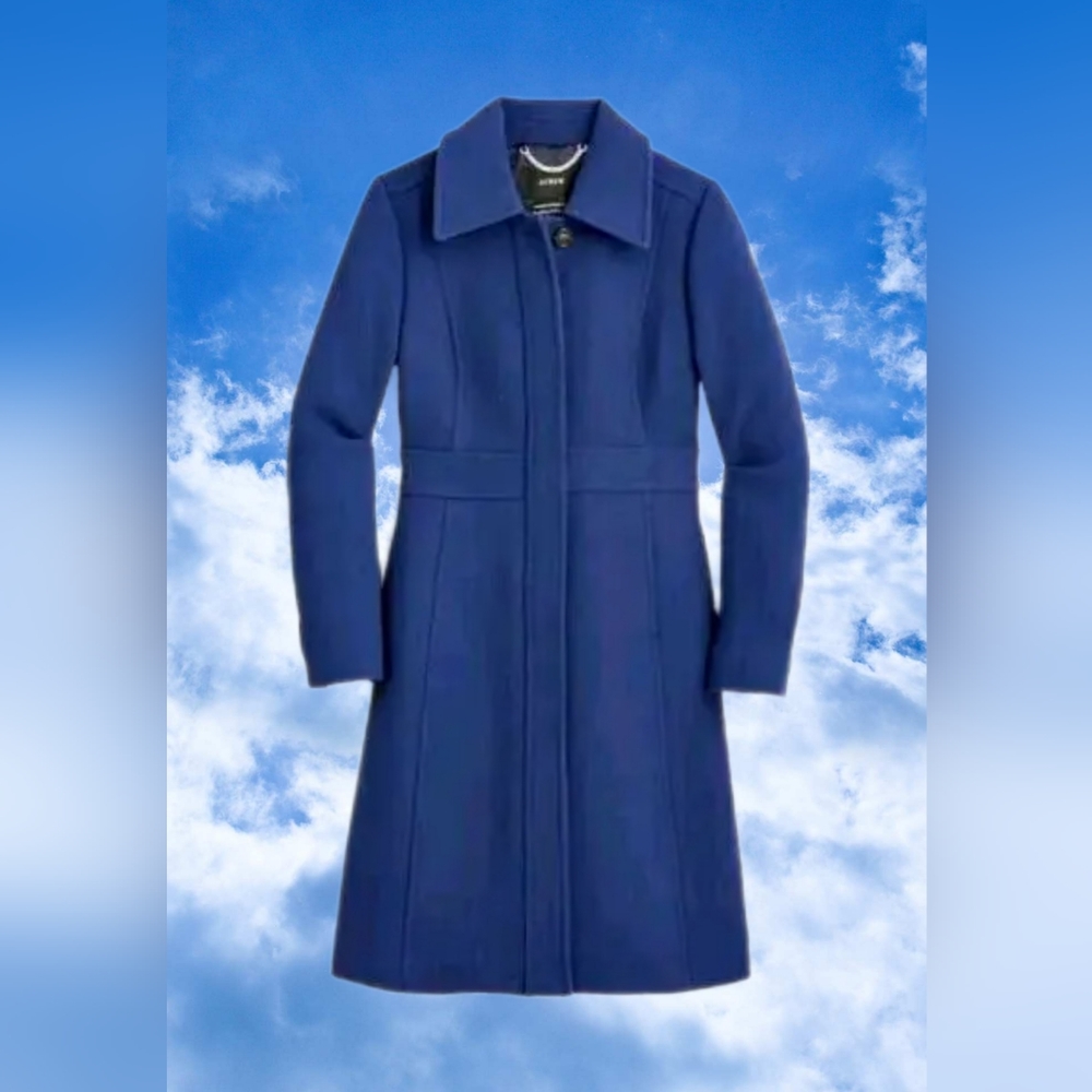 NwT Jcrew navy blue coat jacket wool lady day Italy princess sz 14